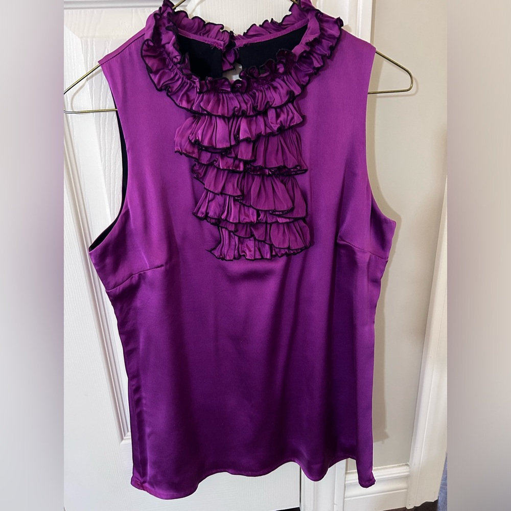 Ruffled Sleeveless Blouse - Purple